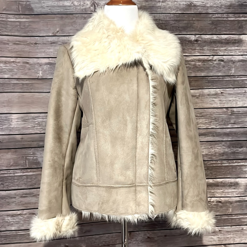 Ann Taylor Faux Suede and Fur Jacket S
